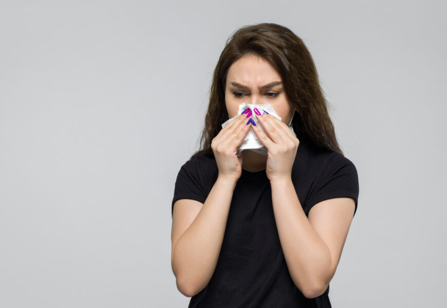 women with runny nose